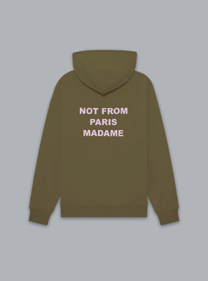 SLOGAN PRINT HOODIE ARMY GREEN