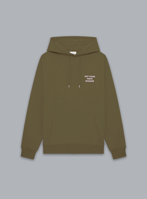 SLOGAN PRINT HOODIE ARMY GREEN