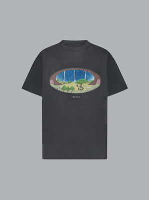 STARDOME PRINT WASHED T-SHIRT BLACK