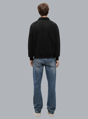 SIGNATURE LOGO RAGLAN HALF ZIP POLO SHIRT BLACK