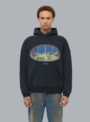 STARDOME PRINT WASHED HOODIE BLACK