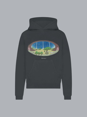 STARDOME PRINT WASHED HOODIE BLACK