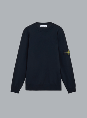 LIGHT PURE RWS WOOL CREW NECK NAVY BLUE