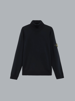 LIGHT PURE RWS WOOL T-NECK NAVY BLUE