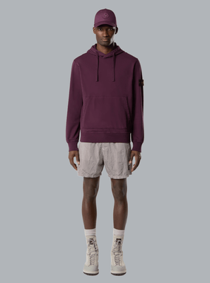 ORGANIC COTTON FLEECE, GARMENT DYED AMARANTH