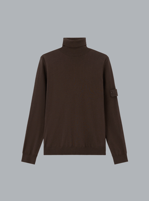 LIGHT PURE RWS WOOL_S.I. GHOST T-NECK DARK BROWN