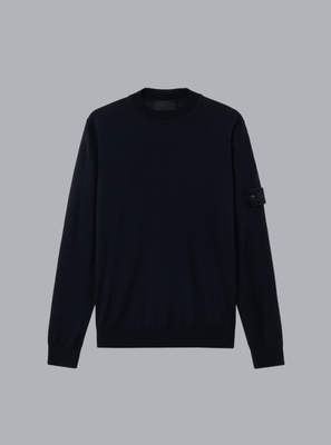 LIGHT PURE RWS WOOL_S.I. GHOST CREW NECK NAVY BLUE