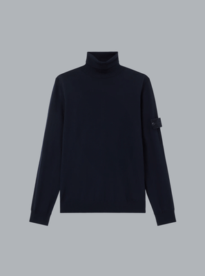 LIGHT PURE RWS WOOL_S.I. GHOST T-NECK NAVY BLUE