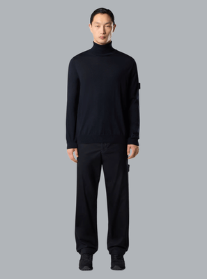 LIGHT PURE RWS WOOL_S.I. GHOST T-NECK NAVY BLUE