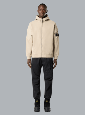 BRUSHED ORGANIC COTTON FLEECE HOODIE SWEATER DESERT