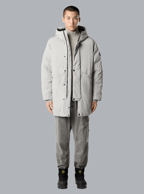 MICRO TWILL LONG PARKA PEARL GREY
