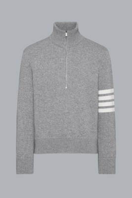 MERINO WOOL HALF ZIP MOCK NECK