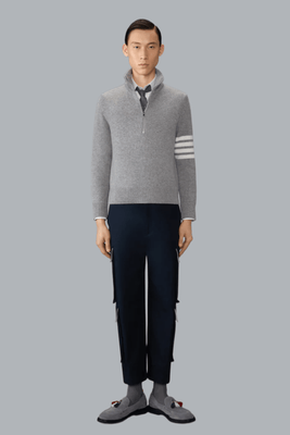 MERINO WOOL HALF ZIP MOCK NECK