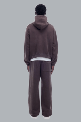 OVERSIZED MINI LOGO ZIP THROUGH HOODIE BROWN