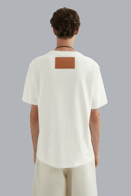 LEATHER LOGO PATCH T-SHIRT WHITE