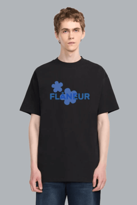 Organic Flower T-Shirt BLACK/BLUE