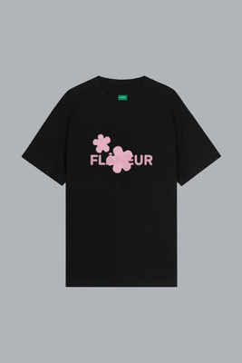 Organic Flower T-Shirt BLACK/PINK