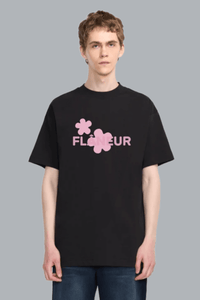 Organic Flower T-Shirt BLACK/PINK