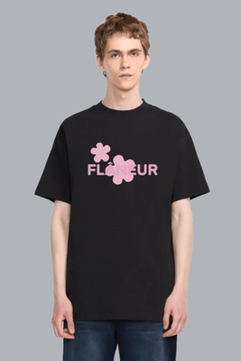 Organic Flower T-Shirt BLACK/PINK