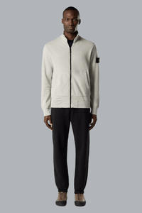 ORGANIC COTTON FLEECE ZIP UP SWEATER PEARL GREY