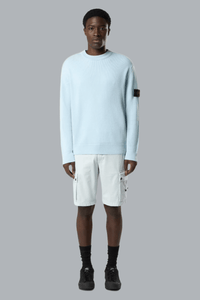RIBBED SOFT ORGANIC COTTON CREW NECK SKY BLUE