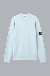 RIBBED SOFT ORGANIC COTTON CREW NECK SKY BLUE