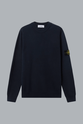 RIBBED SOFT ORGANIC COTTON CREW NECK NAVY BLUE