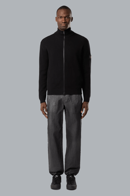 RIBBED SOFT ORGANIC COTTON CARDIGAN BLACK