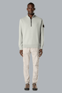 ORGANIC COTTON FLEECE ZIP UP SWEATER SAGE