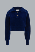 KORTE TRUI MET KRAAG FEL MARINEBLAUW
