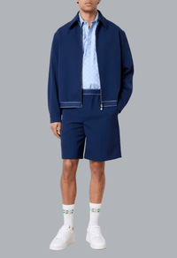 Wollen sportshort marineblauw