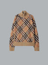 Check Print Zip Through Knit Beige Dessin