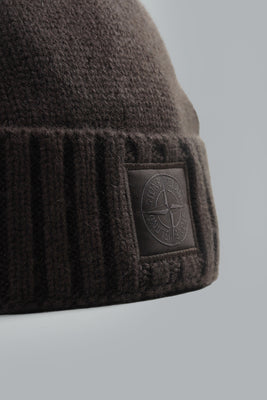 CASHMERE_STONE ISLAND GHOST BEANIE DARK BROWN