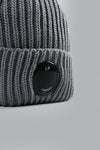 C.P. COMPANY EXTRAFINE MERINO WOOL LENS BEANIE Light Grey