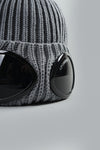 C.P. COMPANY EXTRAFINE MERINO WOOL GOGGLE BEANIE Light Grey