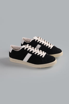 suede low top sneaker black