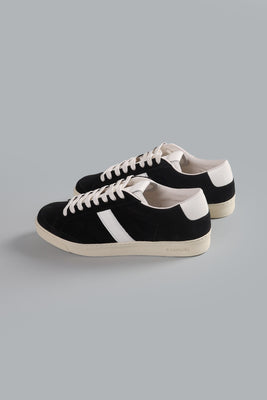 suede low top sneaker black