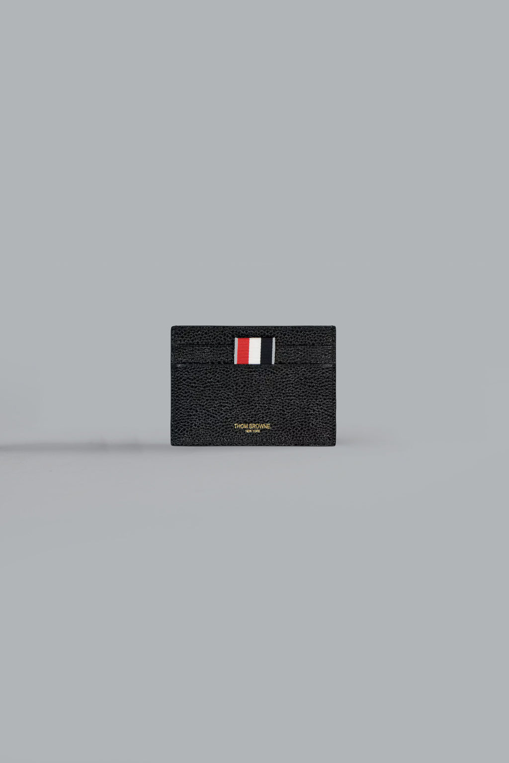 DOUBLE SIDED CARD HOLDER W/ RWB GG TAB IN PEBBLE GRAIN LEATHER 1