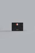 DOUBLE SIDED CARD HOLDER W/ RWB GG TAB IN PEBBLE GRAIN LEATHER 1