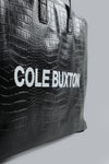 Logo Croco Leather Tote Black