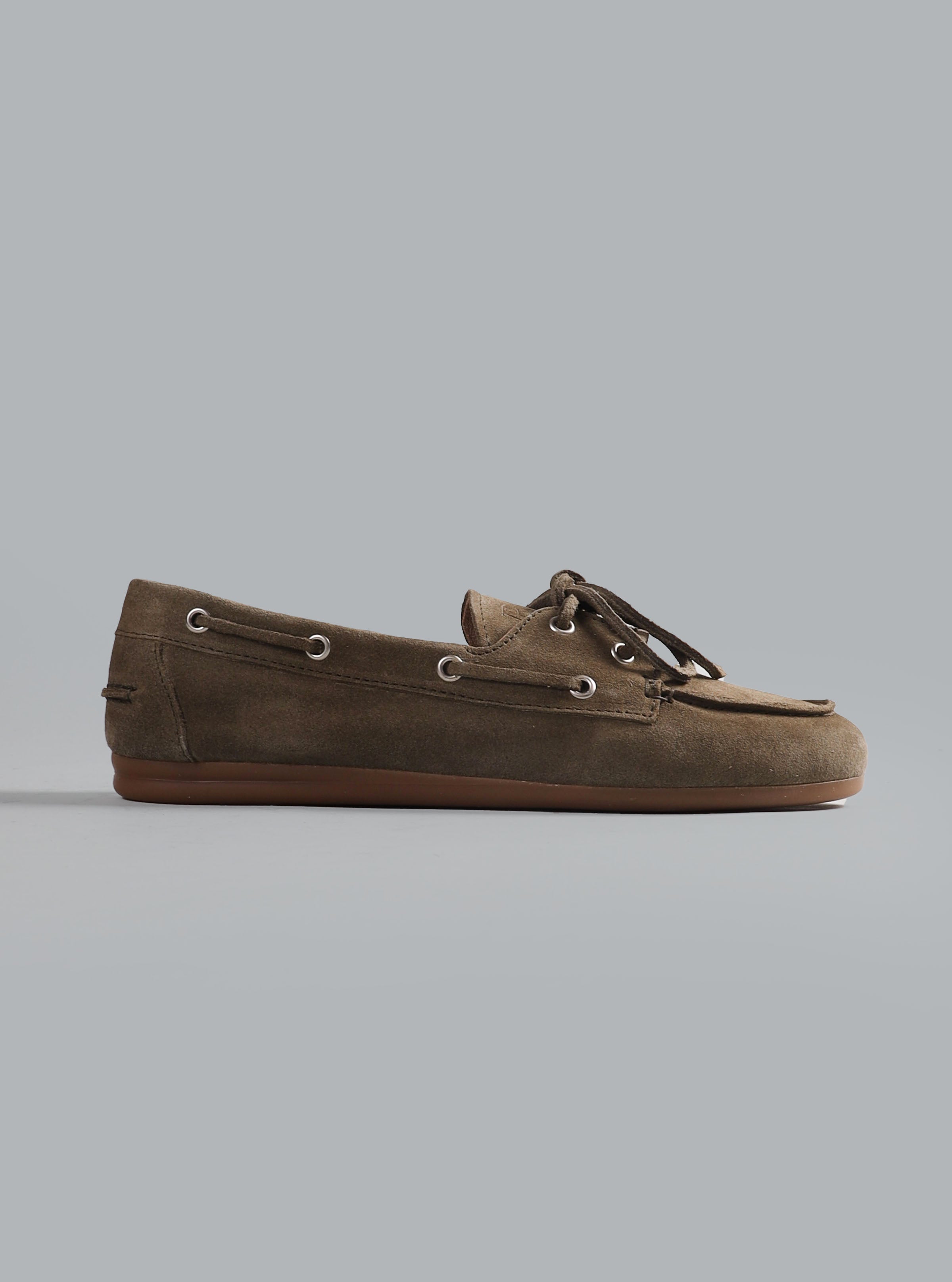 Bootvormige loafers van geborsteld suède, kaki