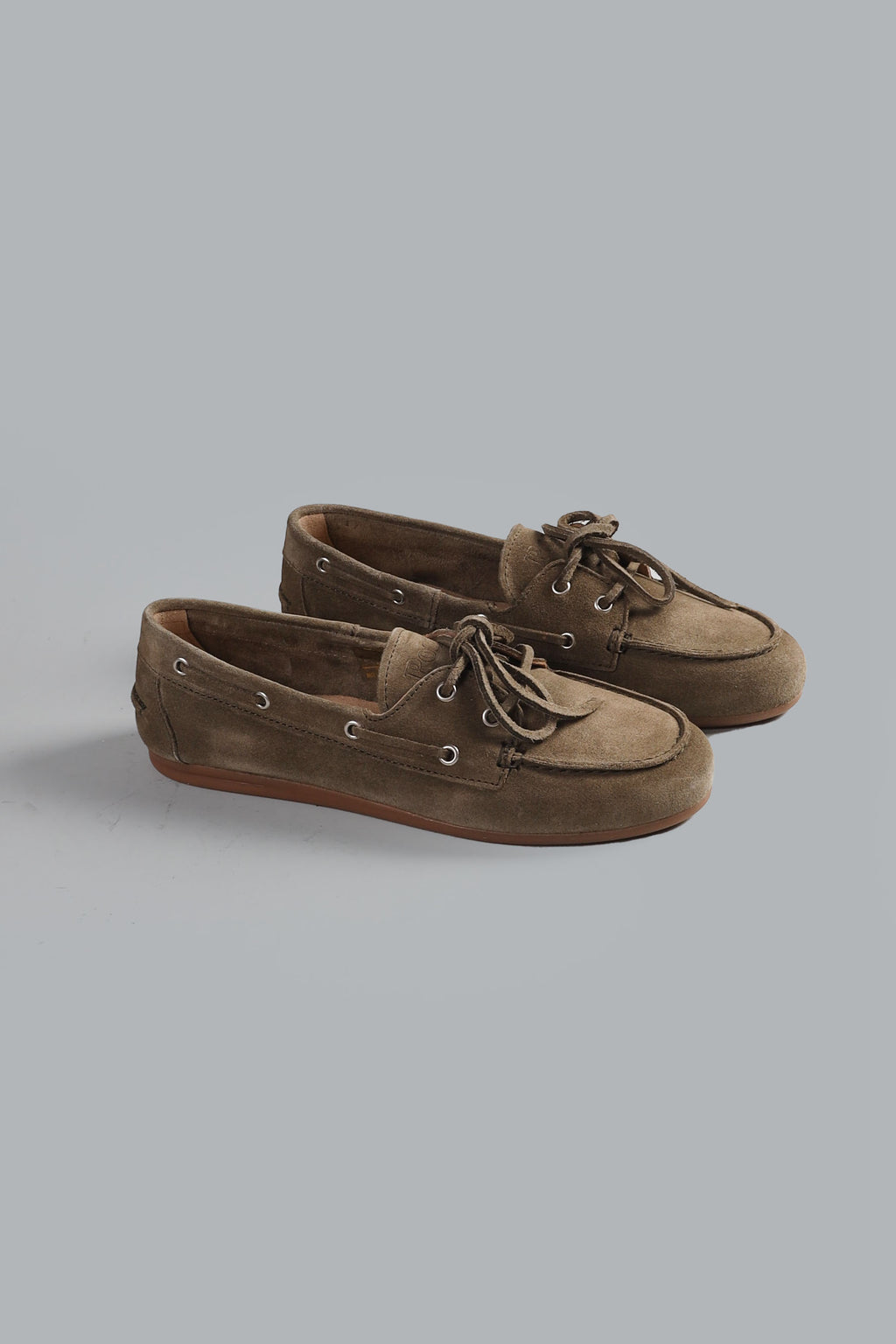 Bootvormige loafers van geborsteld suède, kaki