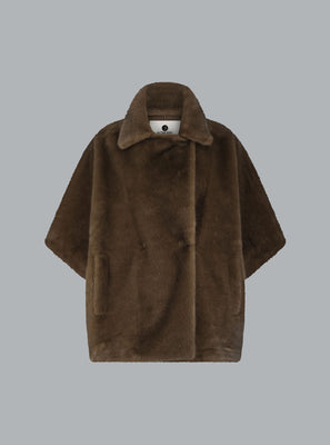 ELIN FAUX FUR CAPE COFFEE