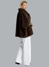 ELIN FAUX FUR CAPE COFFEE