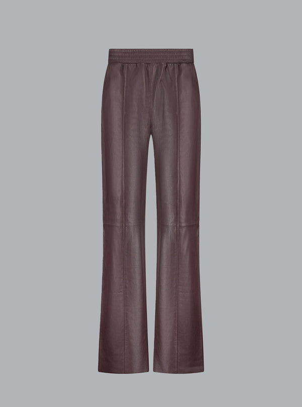 LUCCA LEATHER PANTS BURGUNDY