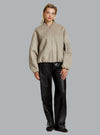 PEARL WOOL BOMBER JACKET DARK BEIGE