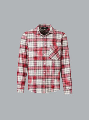 AMIRI MA QUAD BLEACHED FLANNEL SHIRT SAMBA