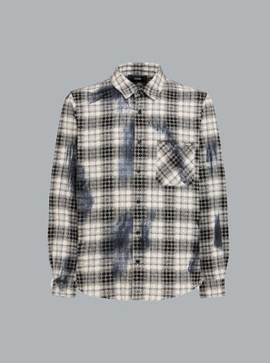 AMIRI MA QUAD BLEACHED FLANNEL SHIRT BLACK