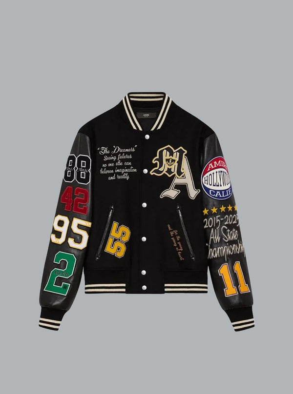VARSITY PATCH JACKET ZWART