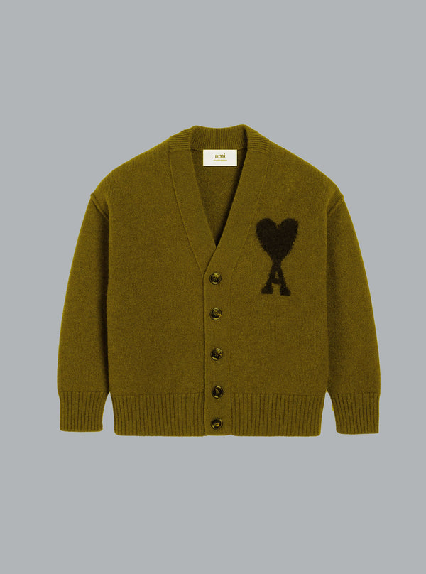 AMI DE COEUR VILTEN WOLLEN CARDIGAN LEGERGROEN
